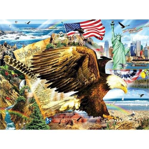 New Arrivals DIY Full Round Diamond Painting Freedom & Eagle 3D Embroidery Cross Stitch Rhinestone Mosaic Home Decor Art YC910