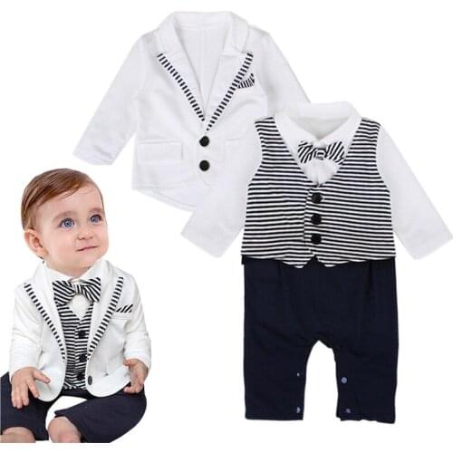 New Fashion Beach Style Summer Baby Boys Romper Short Sleeve Gentleman Infant Jumpsuit Newborn Boy Formal Clothes