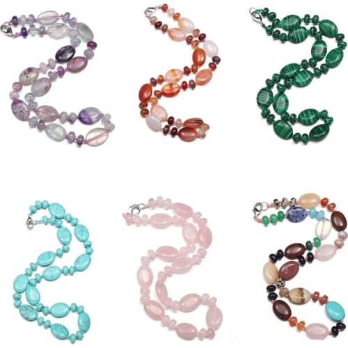 Fashion Bohemian Jewelry Natural Semi-precious Stone Necklace Tiger Eye Rose Pink Quartz Choker Handmade Necklaces Gift