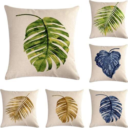 Leaves Cushion Cover Palm leaf for Sofa Home Decorative Throw Pillow Case Cotton Linen Couple Pillowcase Capa Almofada
