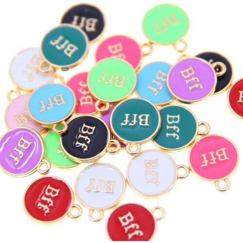 New 12*15mm BFF Letter Charms Enamel Charms Alphabet Initial Letter Handmade Pendant For Diy Bracelet Jewelry Making Wholesale