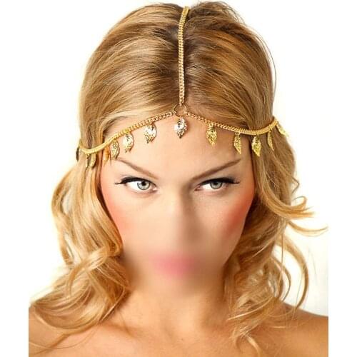 STYLISH Round Circle Charms Head Chain Tassels Forehead Headpiece Hair Band