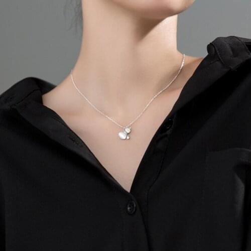 Simple Style Silver Pendant Necklace 925 Sterling Silver Pendants Necklaces with Opal