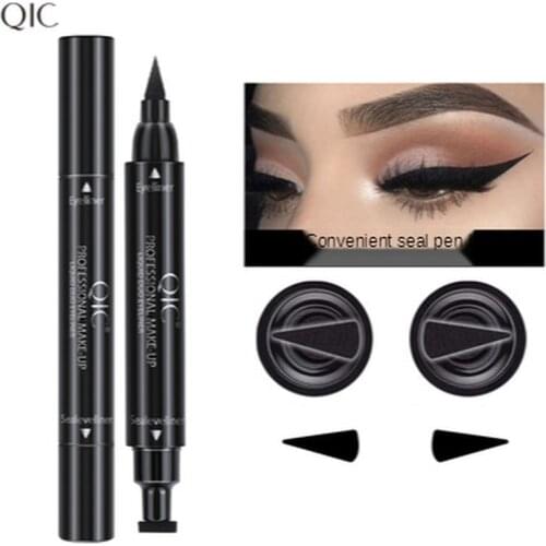 QIC Double Head Seal Eyeliner Triangle Waterproof Non Staining Fast Dry Pen Wing Liner Eyeliner Pen