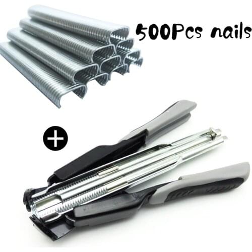 Hog Ring Pliers & 500 C Type Nails Poultry Cage Fencing Pliers Chicken Rabbit Pet Cage Installations Tools Cage and Accessories
