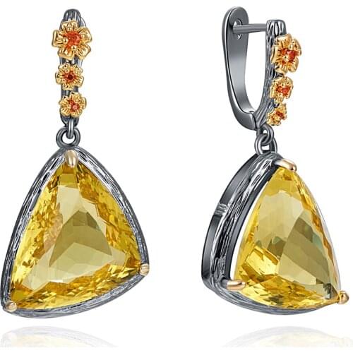 Chic Exotic Fashion Big Dangle Earrings Gold Color Triangle Zircon Wedding Engagement Jewelry Hot Pick WE4032