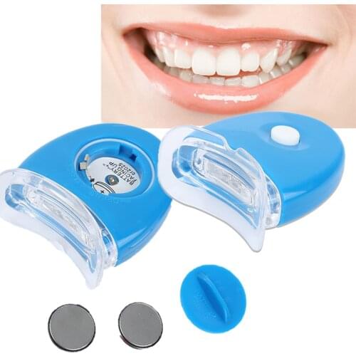 Blue Teeth Whitening Strips LED Laser Light with Button Battery Mini Mouth Tray Tooth Bleaching Laser 1 Star LED lights TSLM1