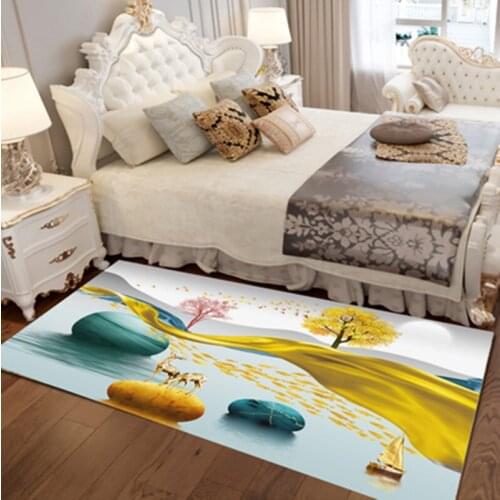 Nordic Bedside LongMat,3D Printing Carpets for Bedroom 6mm Rectangle Rugs ;Living Room Carpet, Home Decorative Mat Kids Room Rug