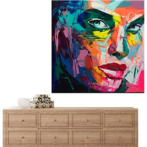 Handmade Modern Colorful Knife Face Paintings Drawings in Oil Painting for Room Decor Wall Art Gifts for Christmas