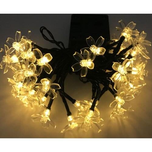 Solar Led String Light Peach Flowers Fairy Garland 7M 5M Waterproof Outdoor Festoon String Lights Decor Garden Christmas Light