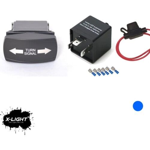 12V LED TURN SIGNAL Horizontal ROCKER SWITCH BLINKER KIT W/BLUE LIGHTED FOR SXS UTV ATV GOLF CART Polaris Ranger RZR