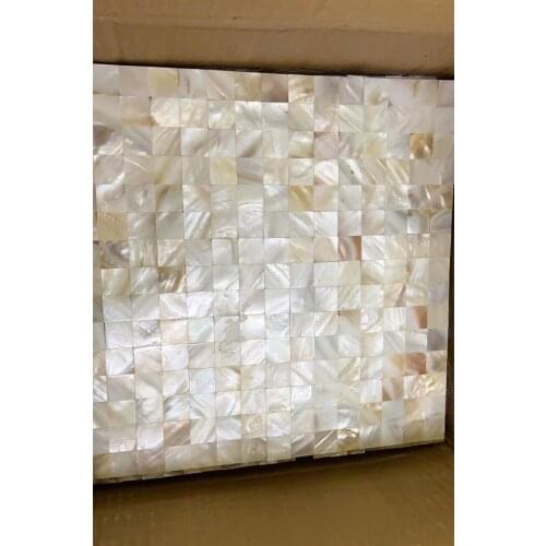 High quality 25MM Particle Natural white seamless shell mosaic tiles mother of natural sea pearl shell Brick seashell