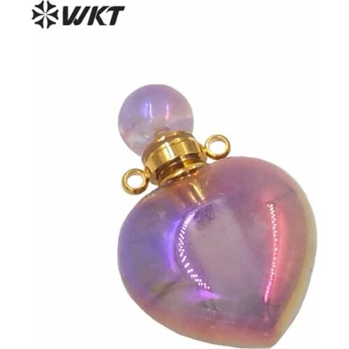 WT-P1596 Charming perfume bottle pendant romantic purple heart shape essential oil pendant cute women gift