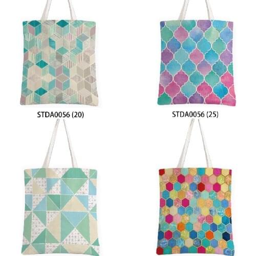 Geometric color striped lattice Womens cosmetic bag Shopper bag Makeup bag Handbags womens bags cheap storage bags lunch bag