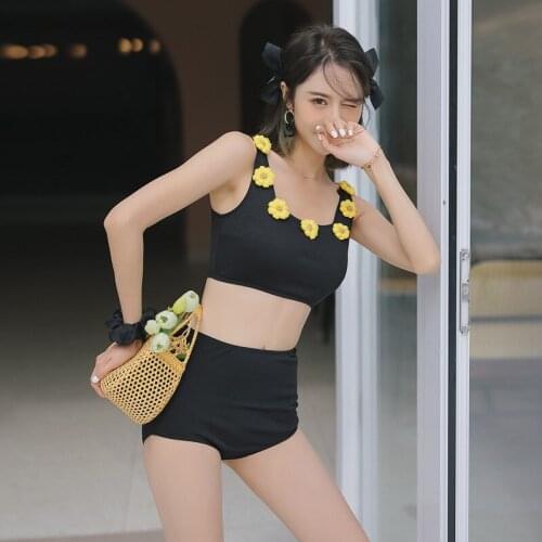 Female Trendy Swimwear Plus Size Swim Sweet Korea Hot Swimsuit With Ruffles High Waist Bathing Suit Women Two Piece Sexy Tankini