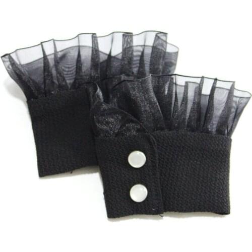 2020 Women Vintage Knit Elastic Sweater Fake Sleeve Ruffles Lace Detachable Cuffs