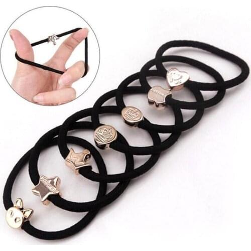 10pcs/lot New Korean Hair Accessories for Women Black Elastic Hair Rubber Bands Girls Cute Hair Ropes Ponytail Holder Hair Ties