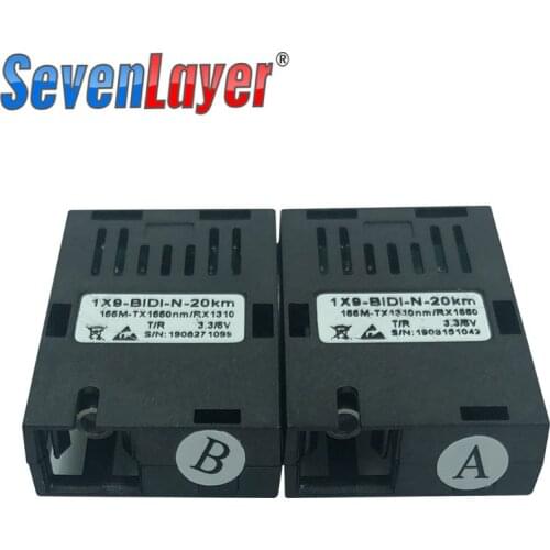 155M Single fiber SC connector bidi 20km 1*9 module optical transceiver for 100M media converter HTB-3100 10 Pair