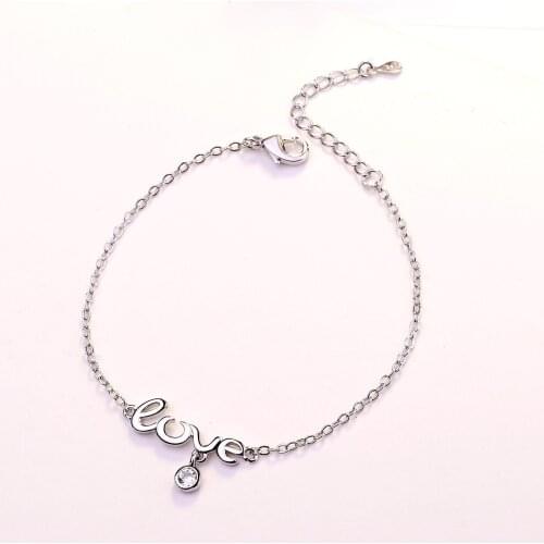 2021 Korean New Style L O V E Letter Bracelets Fashion Women AAA Zircon Silver Plated Bracelets Romantic Women Lover Day Gift
