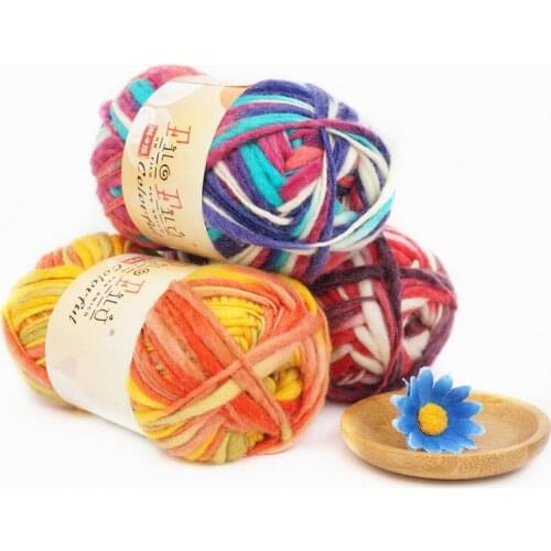 6pcs 50g/ball Autumn and winter wool medium thick hand knitted scarf thread bar needle Hat Fancy thread