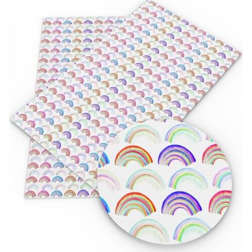 David accessories 20*33cm Rainbow Flower Printed Faux Synthetic Leather Fabric DIY Bow Bag Materials Home Decoration,1Yc7872