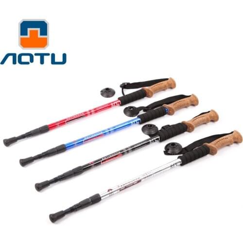 Aotu 7075 Aluminum Alloy with Parallel Shank Three Pole Soft Handle Hiking Stick Outdoor Crutches AT7551