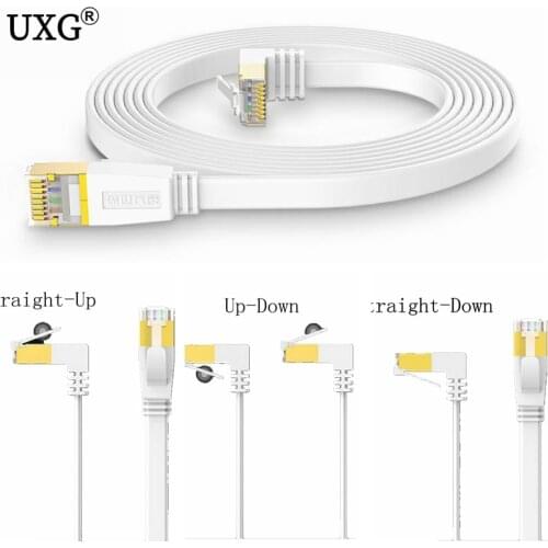 White Ultra Slim Cat6 Ethernet Cable Left Up Down Angle UTP Network Patch Cable Cat 6(Category 6) 0.5m/1m/1.5m/2m/3m/5m/8m/10m