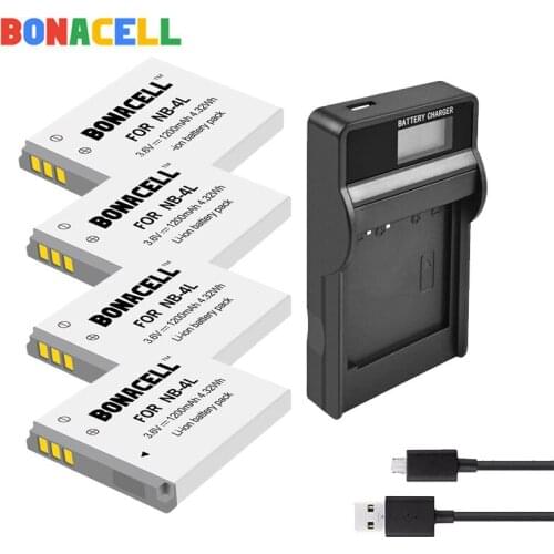 Bonacell 1.2Ah NB-4L NB4L NB 4L Batteries for Canon IXUS 30 40 50 55 60 65 80 100 I20 110 115 120 130 IS 117 220 225 230 255