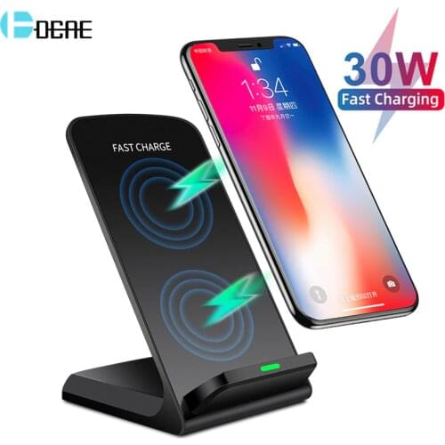 DCAE Quick 30W Qi Wireless Charger Dock Station For iPhone 12 11 Pro Max Mini XS XR X 8 Samsung S20 S10 S9 Fast Charging Stand