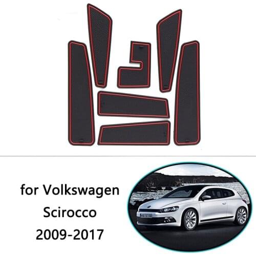 For VW Volkswagen Scirocco 2009~2017 Rubber Anti-slip Mat Door Groove Cup Pad Phone Cushion Gate Coaster Slot Cover Accessories