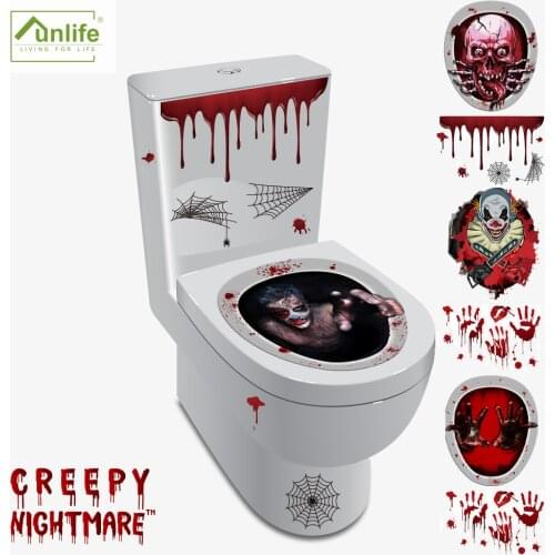 Funlife® Halloween Bathroom Toilet Stickers Waterproof Self-Adhesive Wall Decal Home Decoration Party Horror Ghost Wall Stickers