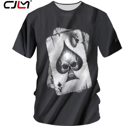 CJLM Black Tshirts Men Summer Tops 3D Print Poker T-shirt Homme Hip Hop Streetwear Punk Style Short Sleeve T Shirt Big Size 7xl