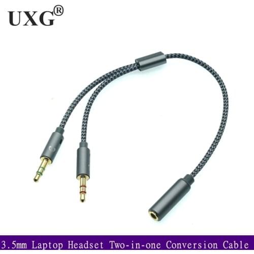 Laptop Headset 3.5mm 2 to 1 Conversion Cable Mobile Phone Microphone Audio 3.5mm 1 to 2 Extension Adapter PC Converter Cord 25cm