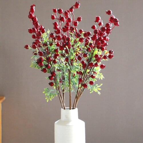 1PC Simulation Red Berry Bunch For Christmas Party Decoration Vase Flower Arrangement Materials Photo Props