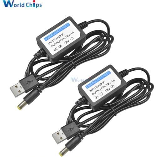 USB Charge Power Boost Cable DC 5V to 9V/12V 1A 2.1x5.5mm Step UP Converter Adapter USB Cable with Boost Component