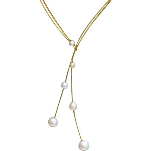 BaroqueOnly Multiple Different Size Pearls Choker Necklace 6 Real Freshwater Pearls 2 Lines Necklace Elegant Trendy Jewelry CE