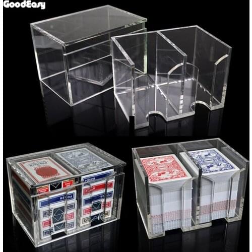 High Quality Playing Card Holder Clear Acrylic Texas Poker Card Box Black Jack Baccarat Casino Board Game Accessory