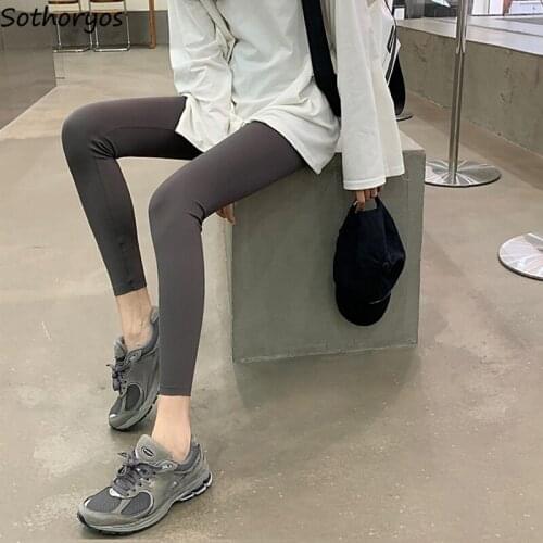 Leggings Women Solid Fashion Skinny Slim Hot High Elastic Waist Stretchy Ulzzang Fitness Simple Streetwear Inside All-match Ins