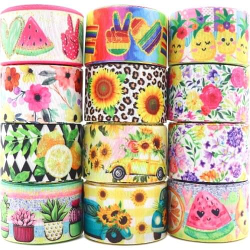 50 Yards 1.5'' 38MM Flower FruitPrinted Ribbon For Hair Bows DIY Crafts Handmade Accessories Y2021060201
