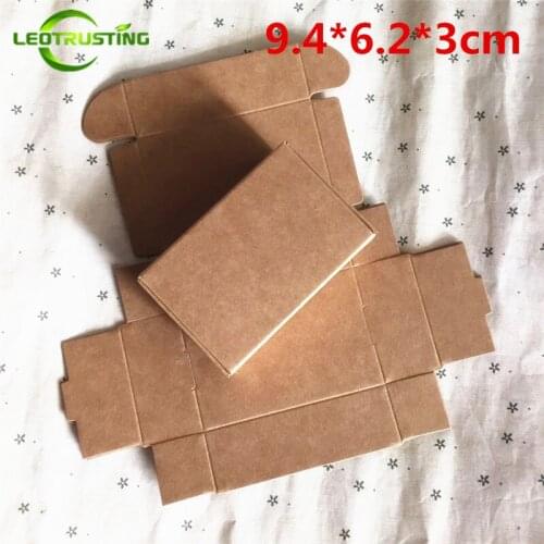 Leotrusting 50pcs 9.4*6.2*3cm Brown Kraft Paper Box Natural Kraft Paper Gift Packaging Box Handmade Wedding Paper Cardboard Box