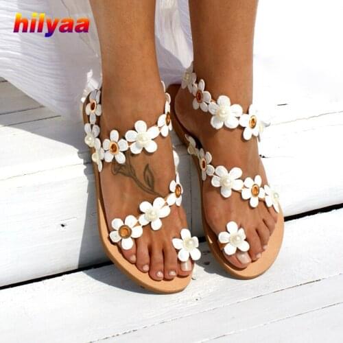 Summer Woman Sandals Sexy Open-toed Breathable Beach Ladies Flat Shoes Flower Decoration Slip-on Casual Ladies Sandalias 2020