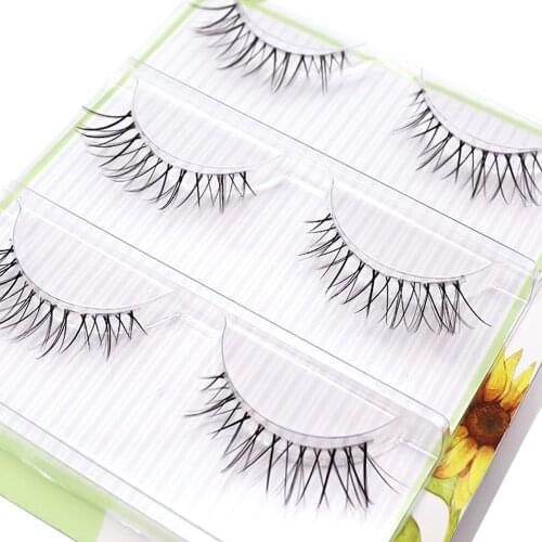 NEW Japanese Transparent Terrier Natural False Eyelashes Soft Stem Simulation Eye Tail with Long Air Eyelashes 3 Pairs Lashes
