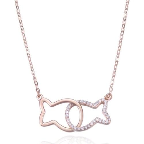 OneQuarter Zircon Pisces Necklaces 925 Sterling Silver Lock Necklace Pendants Silver Chains Fashion Long Necklace Jewelry New