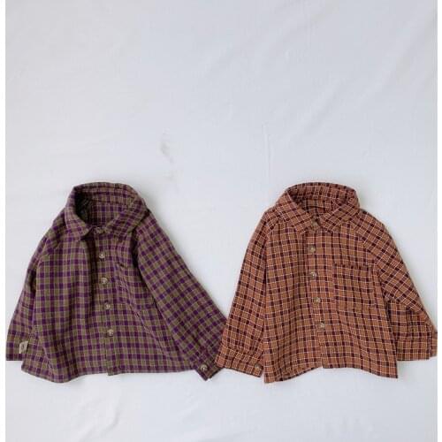 Autumn fashion lattice shirt personality pocket long sleeve top 53