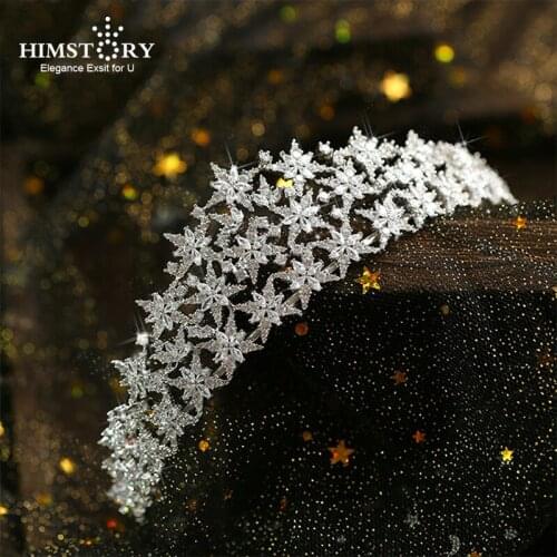 Luxury Micro Paved Full Cubic Zircon Tiara Star CZ Diadema Coroa De Novia Snowflake Bridal Headpiece Wedding Hair Accessories