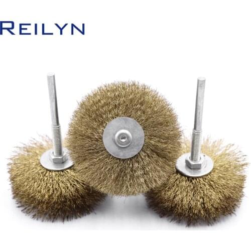 Copper fiber brush woodworking polishing metal wire mop wheel polishing roller shank 6mm for electric hand drill rotary tool
