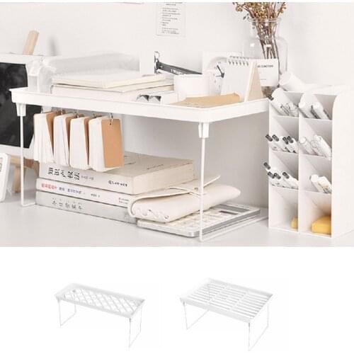 Folding Storage Rack Desktop Cosmetic Storage Organizer Foldable Groceries Storage Shelf Stationery Stand