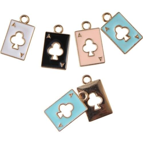 Mix Colors 11*19mm Poker Shape Oil Drop Alloy Charms.free Shipping 50 Pcs Diy Jewelry Pendant Metal Charm
