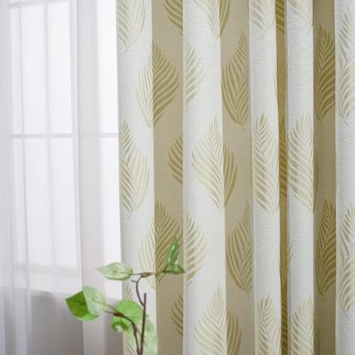 Modern Curtains for Living Dining Room Bedroom High Precision Rural Jacquard Leaf Curtains Tulle Finished Product Customization