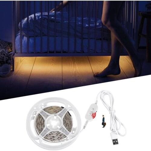 1m 2m 3m LED Under Cabinet Lights with PIR Motion Sensor 2835 5V USB LED Strip Light Diode Tape Night Lamp For Kitchen Bedside